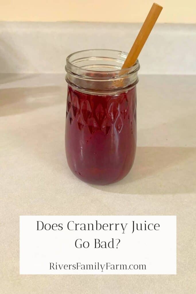 A clear, fluted glass filled with cranberry juice is sitting on a kitchen counter. A wood bamboo straw is set inside.