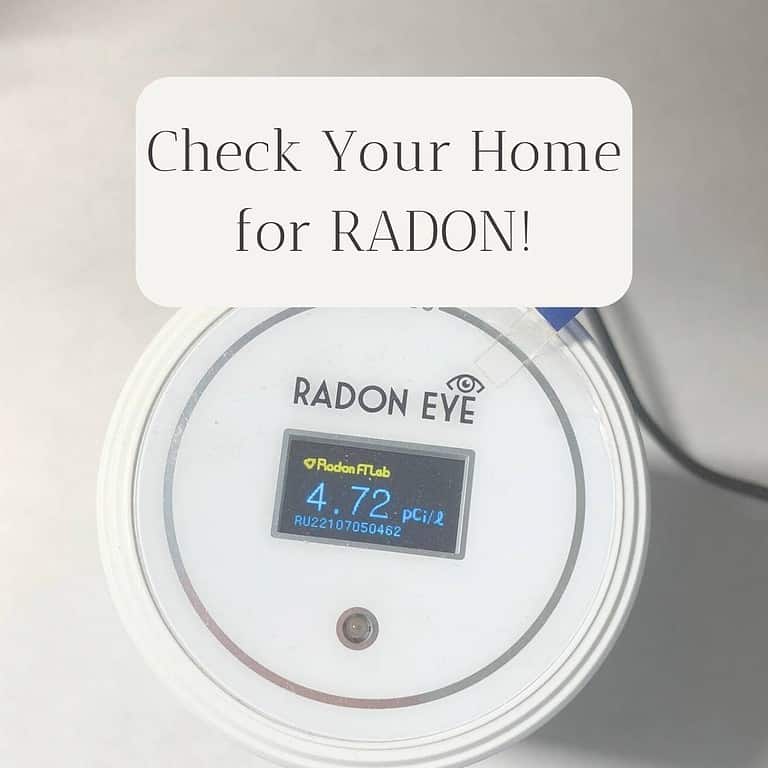 Radon meter with the title "Check Your Home for Radon!"