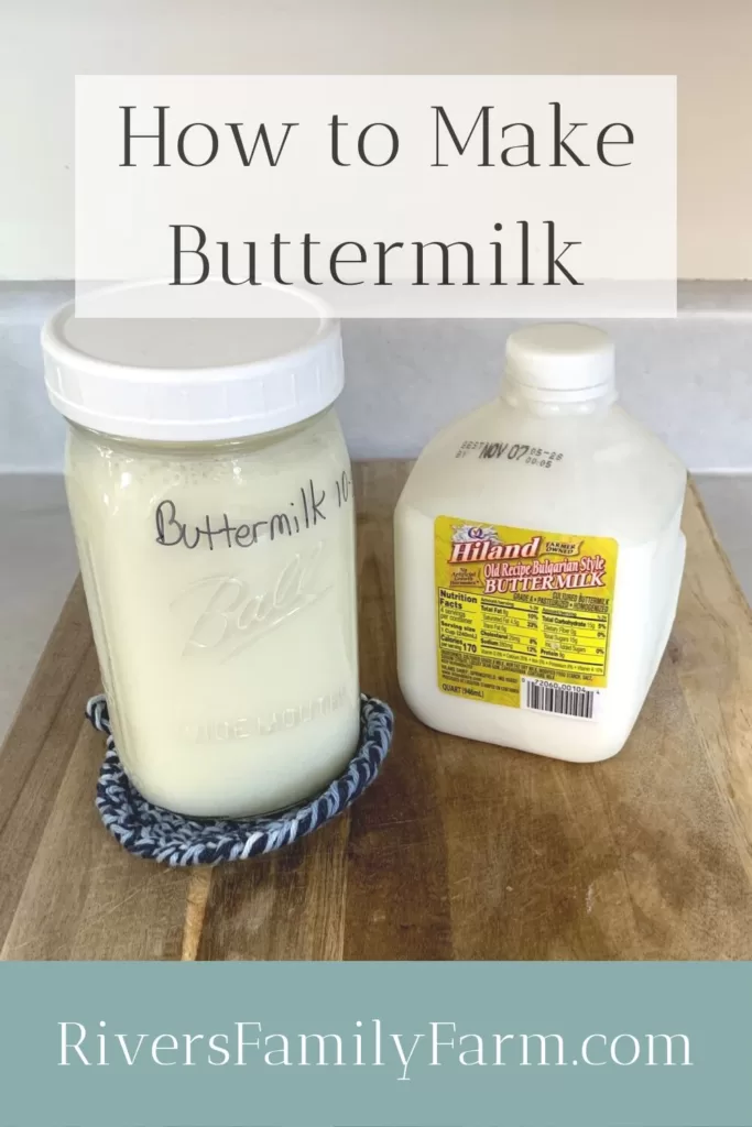 A quart mason jar on a counter with the title "How to Make Buttermilk."