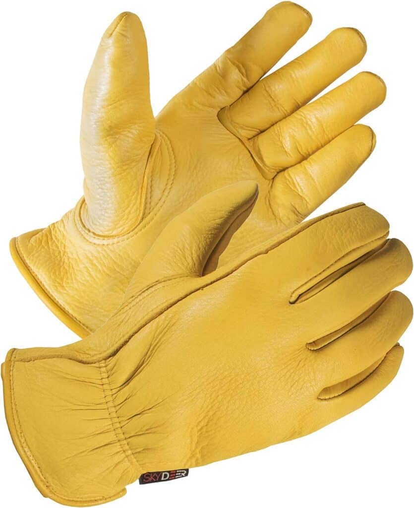 Leather work gloves.