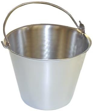 Stainless steel milk bucket.