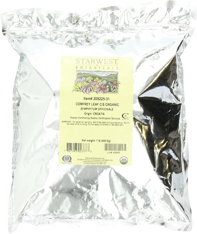 Package of organic comfrey leaf.