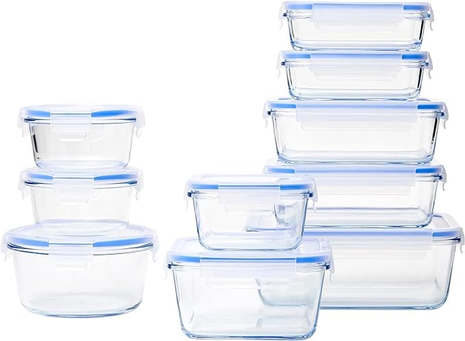 20 piece glass storage container and lid set.