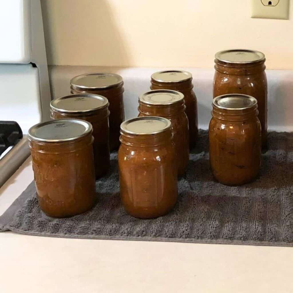 Home canned apple butter in mason jars sitting on a grey towel. How to Start Homesteading