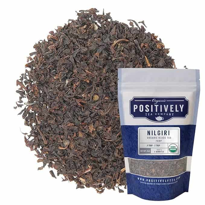 Package of Positively Tea Company organic Nilgiri tea.