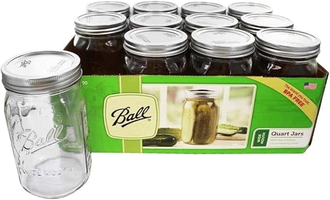 Ball wide mouth quart canning jars.